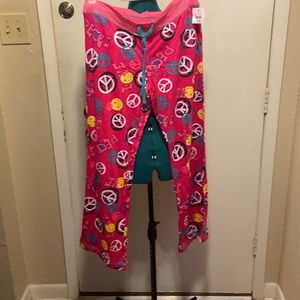 Peace Print soft lounge Pants Lg drawstring